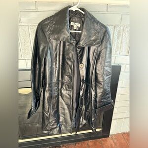 Coldwater Creek Black Leather Trench Coat